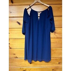 A. BYER Dark blue Cold Shoulder Dress 1X